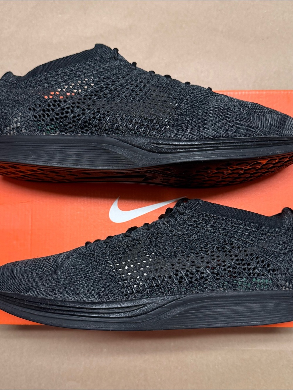 Nike Flyknit Racer Triple Black men’s sz 14 Running shoes Rare!